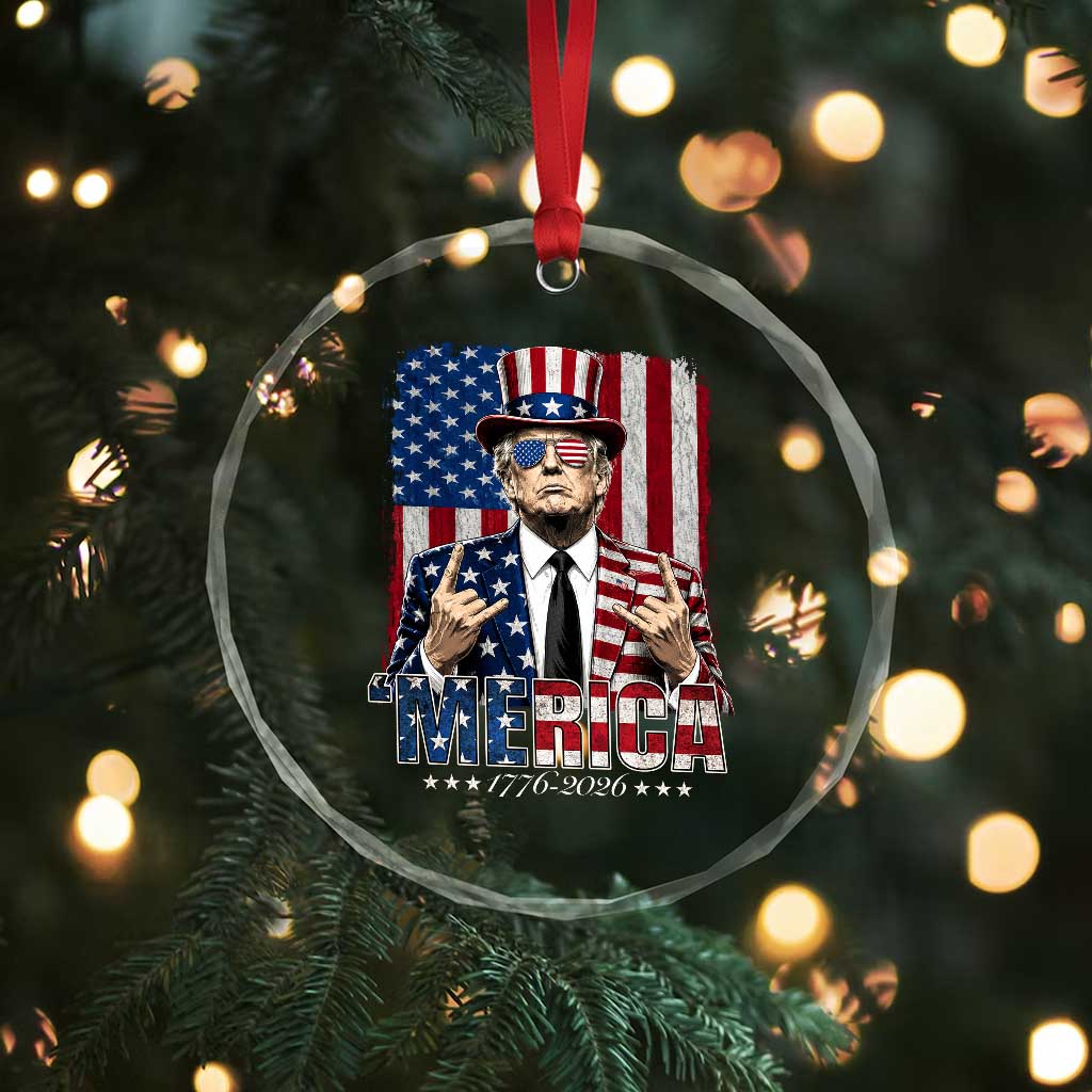 The Nations Leader US 250th Anniversary Crystal Glass Ornament Funny 4th of July 1776 2026