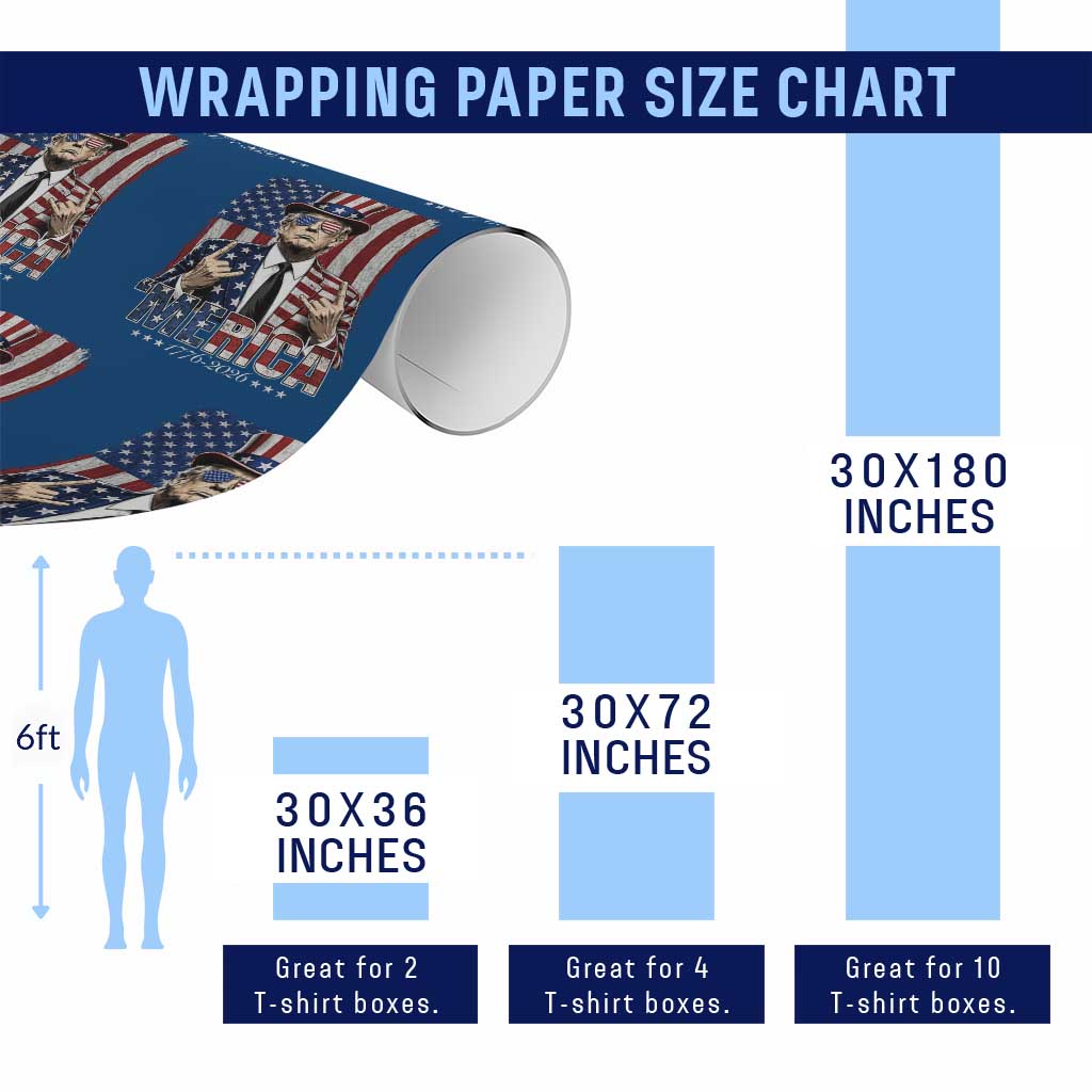 The Nations Leader US 250th Anniversary Wrapping Paper Roll Funny 4th of July 1776 2026