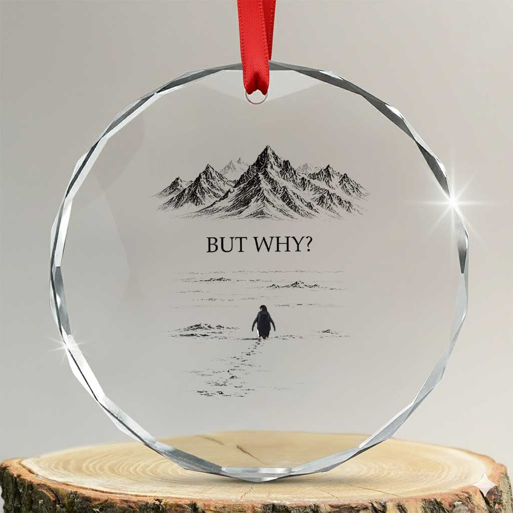 The Nihilist Penguin But Why Meme Crystal Glass Ornament Existential Moody Quiet Thinkers