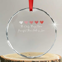 The Only Thing More Powerful Than Hate Is Love Crystal Glass Ornament Red Hearts Elegant Bunny Inspirational Quote