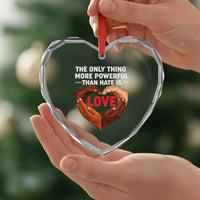The Only Thing More Powerful Than Hate Is Love Heart Crystal Glass Ornament Heart in Hands Unity Bunny Inspirational Quote