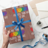 The Only Thing More Powerful Than Hate Is Love Wrapping Paper Roll Rainbow Hearts Pride Unity Bunny Inspirational Quote