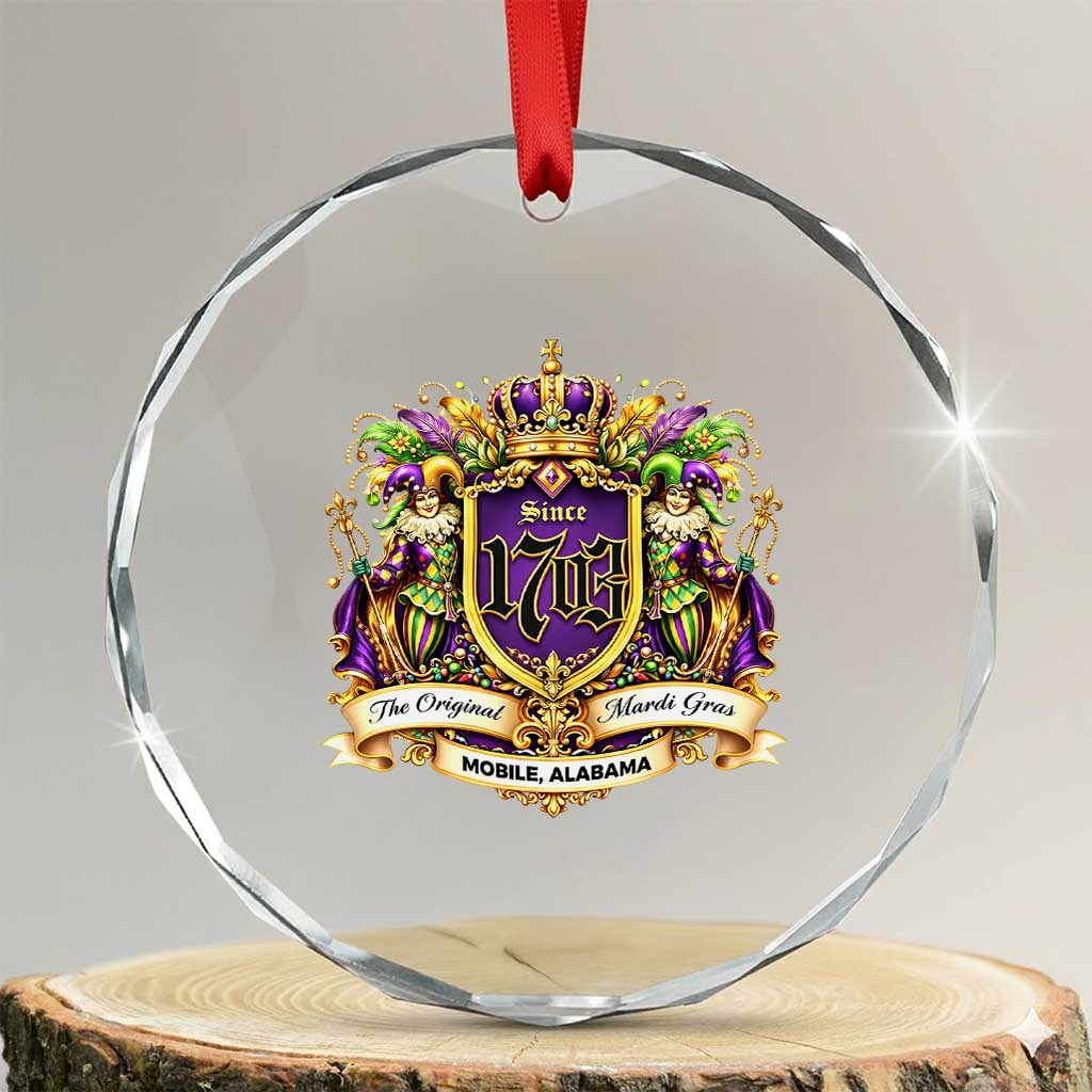 The Original Mardi Gras Mobile Alabama Since 1703 Crystal Glass Ornament Funny Carnival