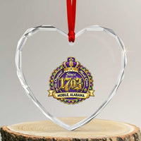 The Original Mardi Gras Mobile Alabama Since 1703 Heart Crystal Glass Ornament