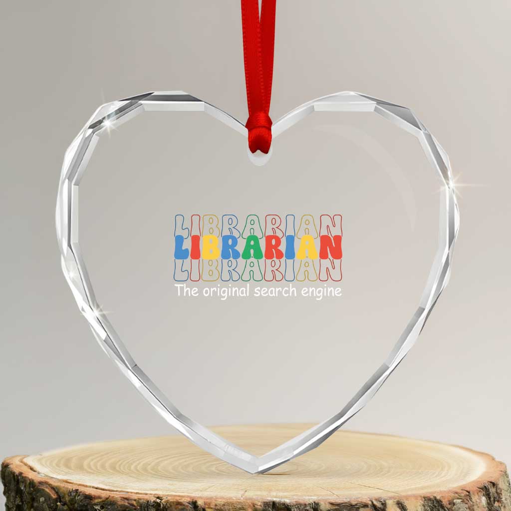 The Original Search Engine Heart Crystal Glass Ornament School Librarian Library Books