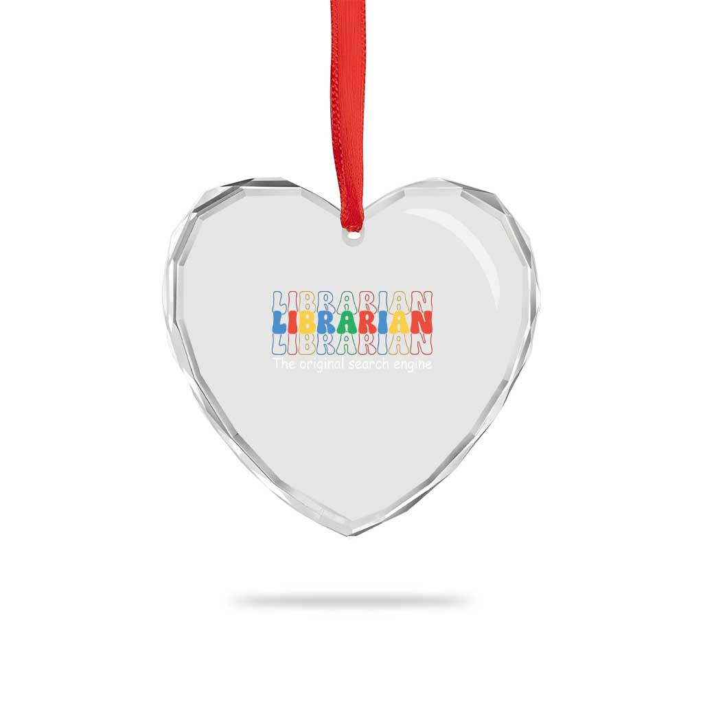 The Original Search Engine Heart Crystal Glass Ornament School Librarian Library Books