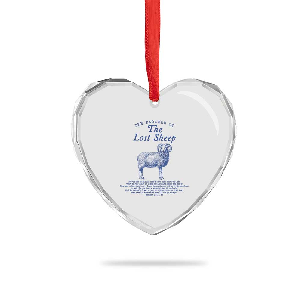 The Parable Of The Lost Sheep Heart Crystal Glass Ornament Christian Bible Verse Matthew 18 - Wonder Print Shop