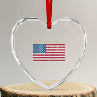 The Pledge of Allegiance Heart Crystal Glass Ornament US Military Veteran Patriotic American Flag