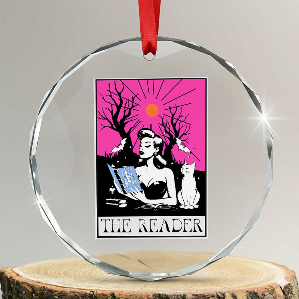 The Reader Tarot Crystal Glass Ornament Witch Reading Book Club Occult Cat Mom - Wonder Print Shop