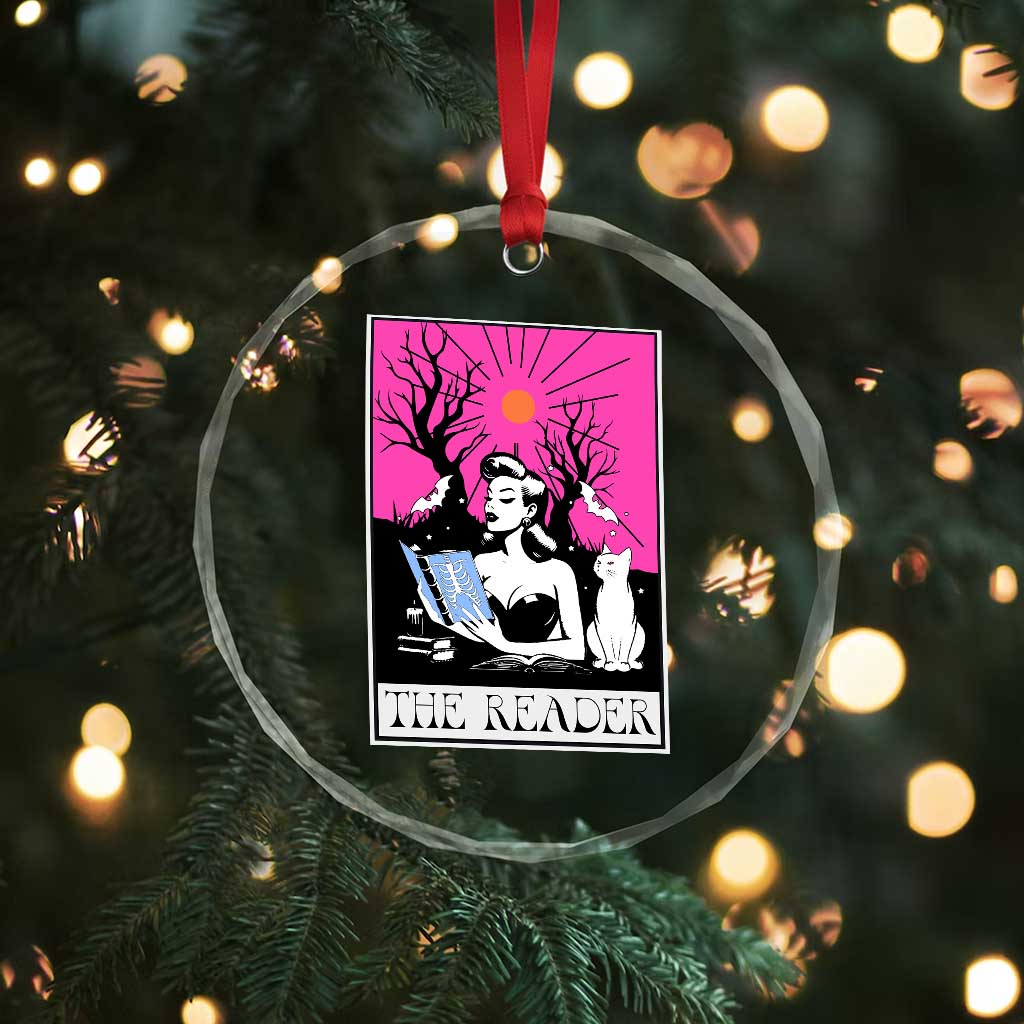 The Reader Tarot Crystal Glass Ornament Witch Reading Book Club Occult Cat Mom - Wonder Print Shop