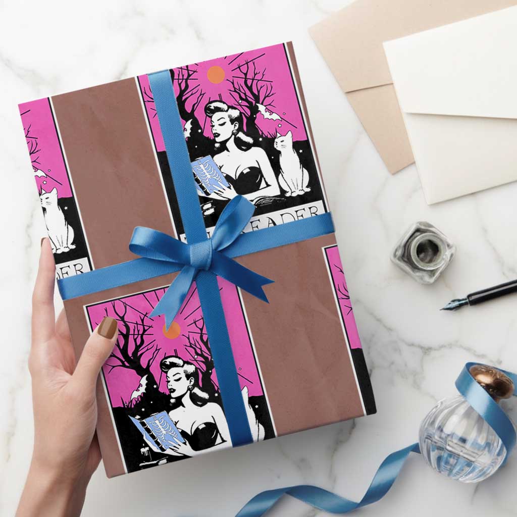 The Reader Tarot Wrapping Paper Roll Witch Reading Book Club Occult Cat Mom - Wonder Print Shop