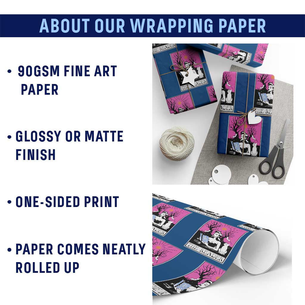 The Reader Tarot Wrapping Paper Roll Witch Reading Book Club Occult Cat Mom - Wonder Print Shop