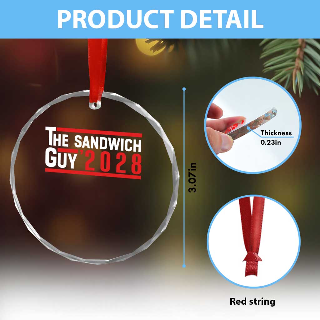 The Sandwich Guy 2028 Crystal Glass Ornament Political Parody - Wonder Print Shop