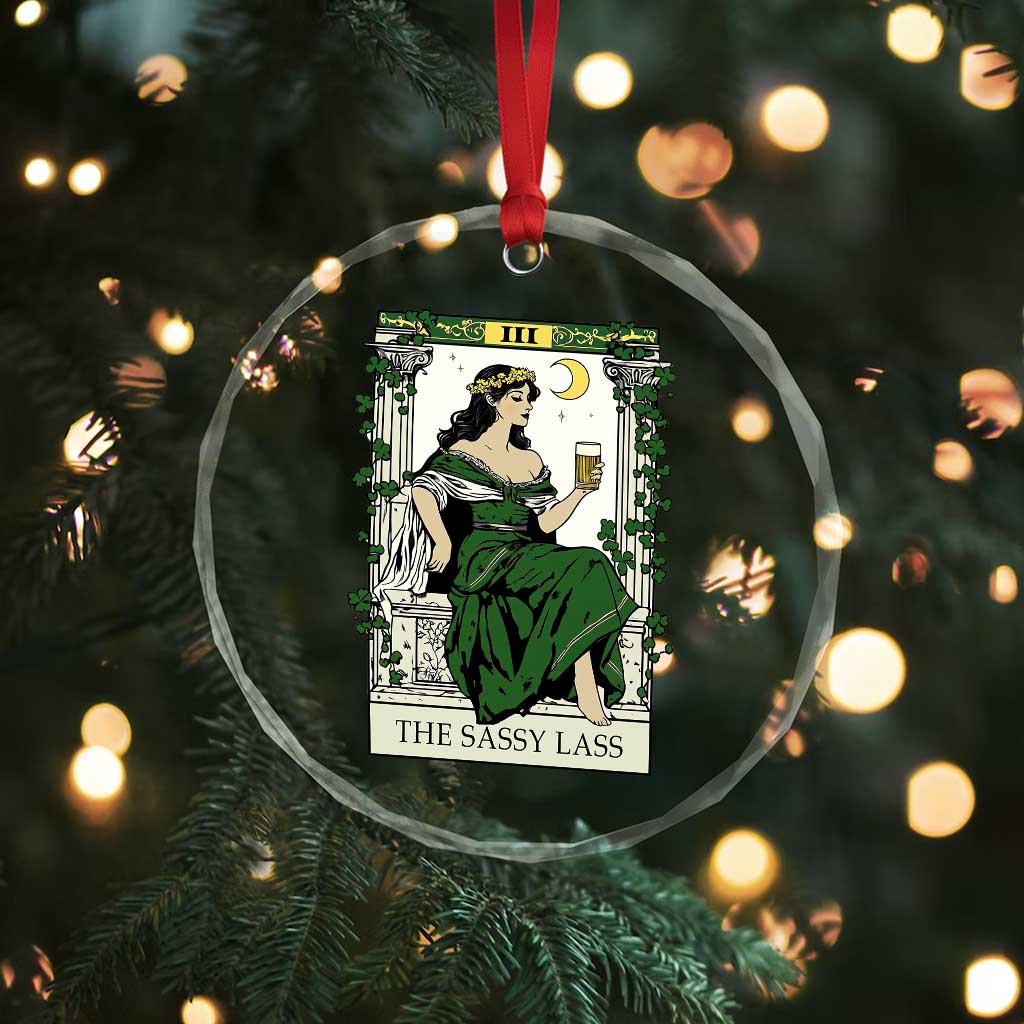 The Sassy Lass Tarot Card Crystal Glass Ornament Funny St Patrick's Day - Wonder Print Shop