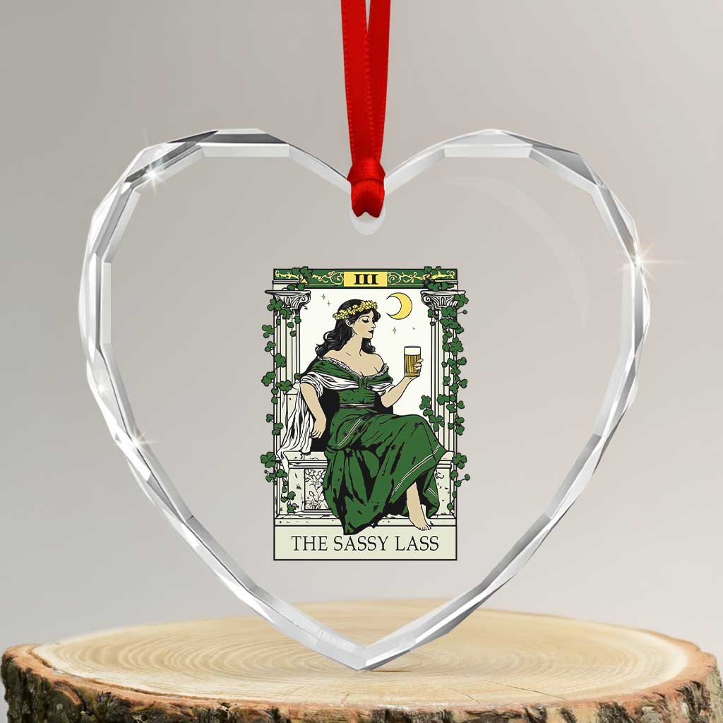 The Sassy Lass Tarot Card Heart Crystal Glass Ornament Funny St Patrick's Day - Wonder Print Shop