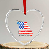 The Show Me State Est 1821 Heart Crystal Glass Ornament Proud Missourian Gift