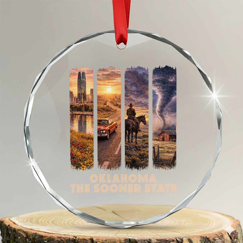 The Sooner State Pride Crystal Glass Ornament Gift for Oklahomans