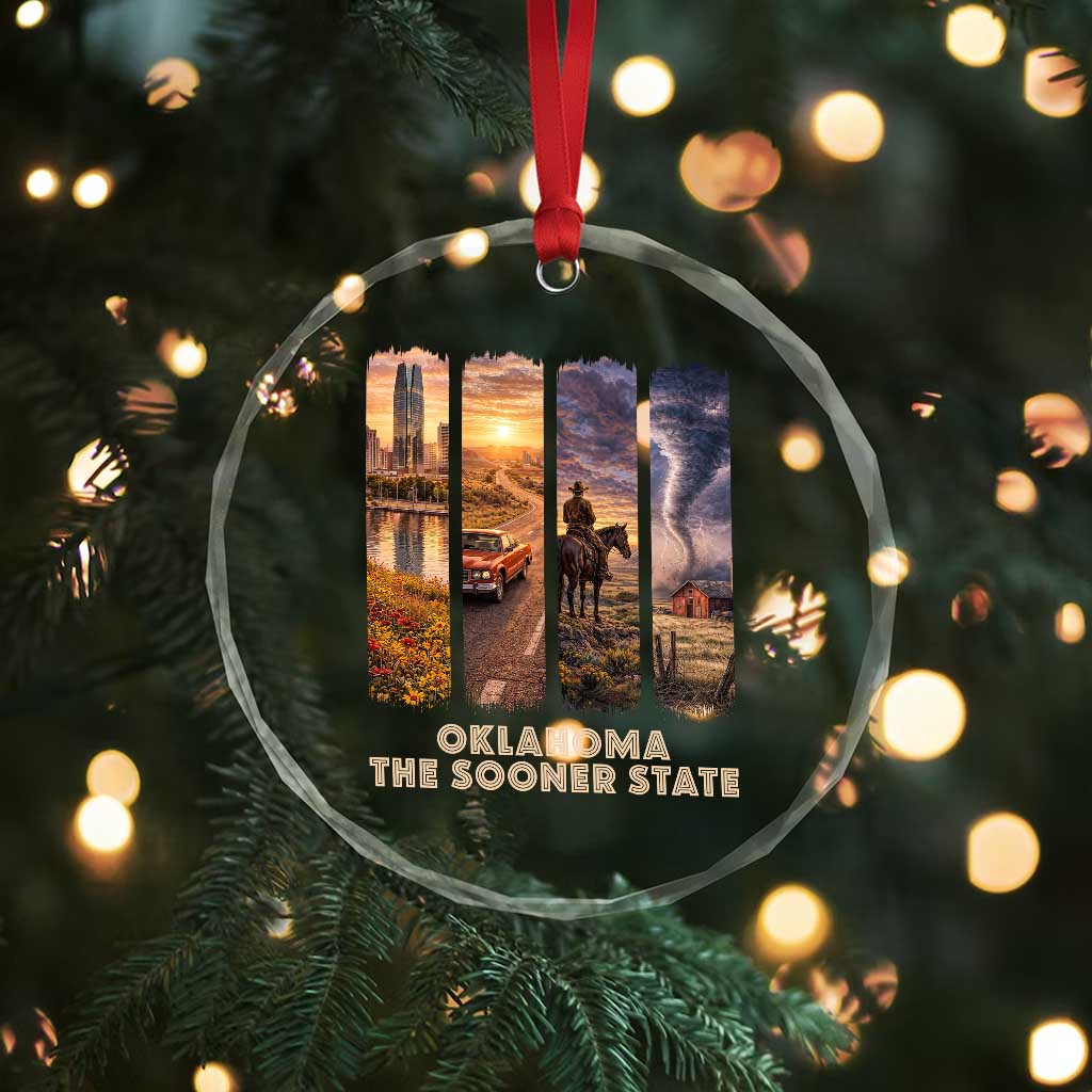 The Sooner State Pride Crystal Glass Ornament Gift for Oklahomans