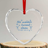 The Summer I Turned Eleven Funny 11th Birthday Est 2015 Heart Crystal Glass Ornament Summer Coastal Birthday Seashell Bow
