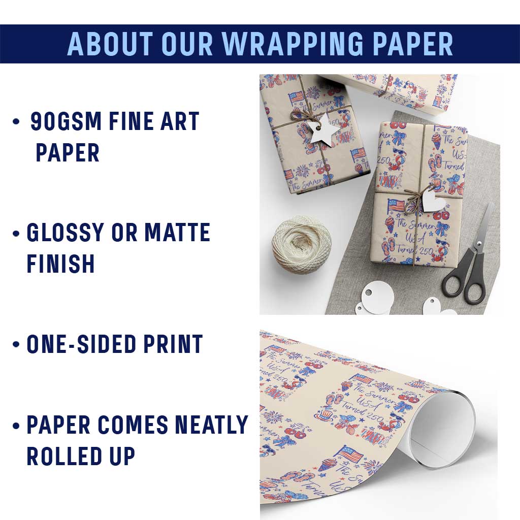 The Summer USA Turned 250 1776 2026 4th of July Wrapping Paper Roll