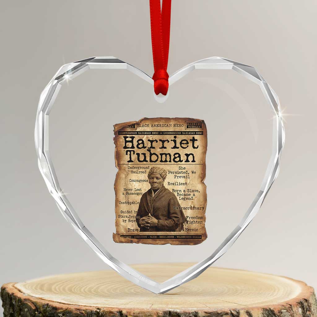 The Underground Railroad Hero Heart Crystal Glass Ornament Harriet Tubman Slavery Freedom Fighter Gift