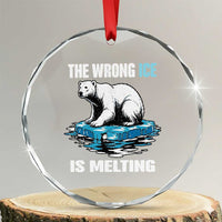 The Wrong Ice is Melting Polar Bear Crystal Glass Ornament Against Ice Environmental Activist Protest