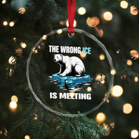 The Wrong Ice is Melting Polar Bear Crystal Glass Ornament Against Ice Environmental Activist Protest