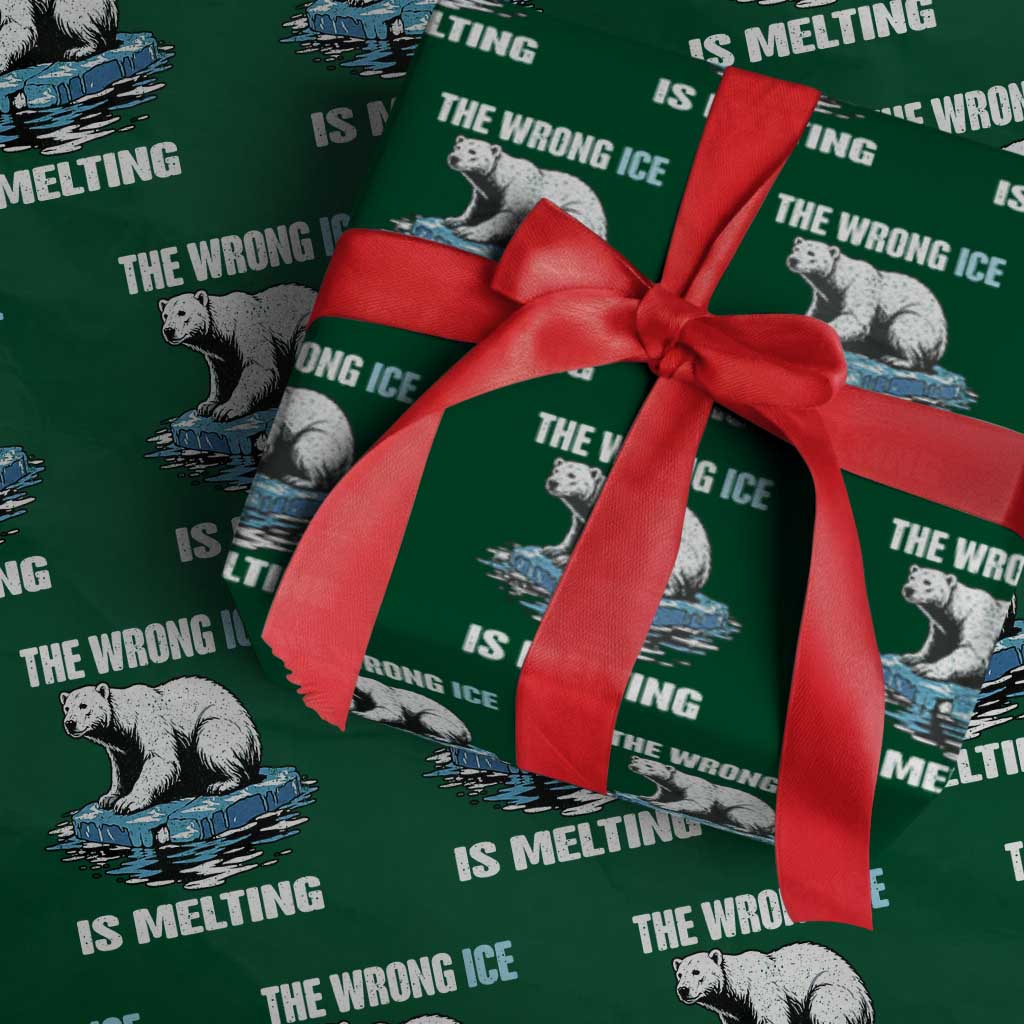 The Wrong Ice is Melting Polar Bear Wrapping Paper Roll Against Ice Environmental Activist Protest