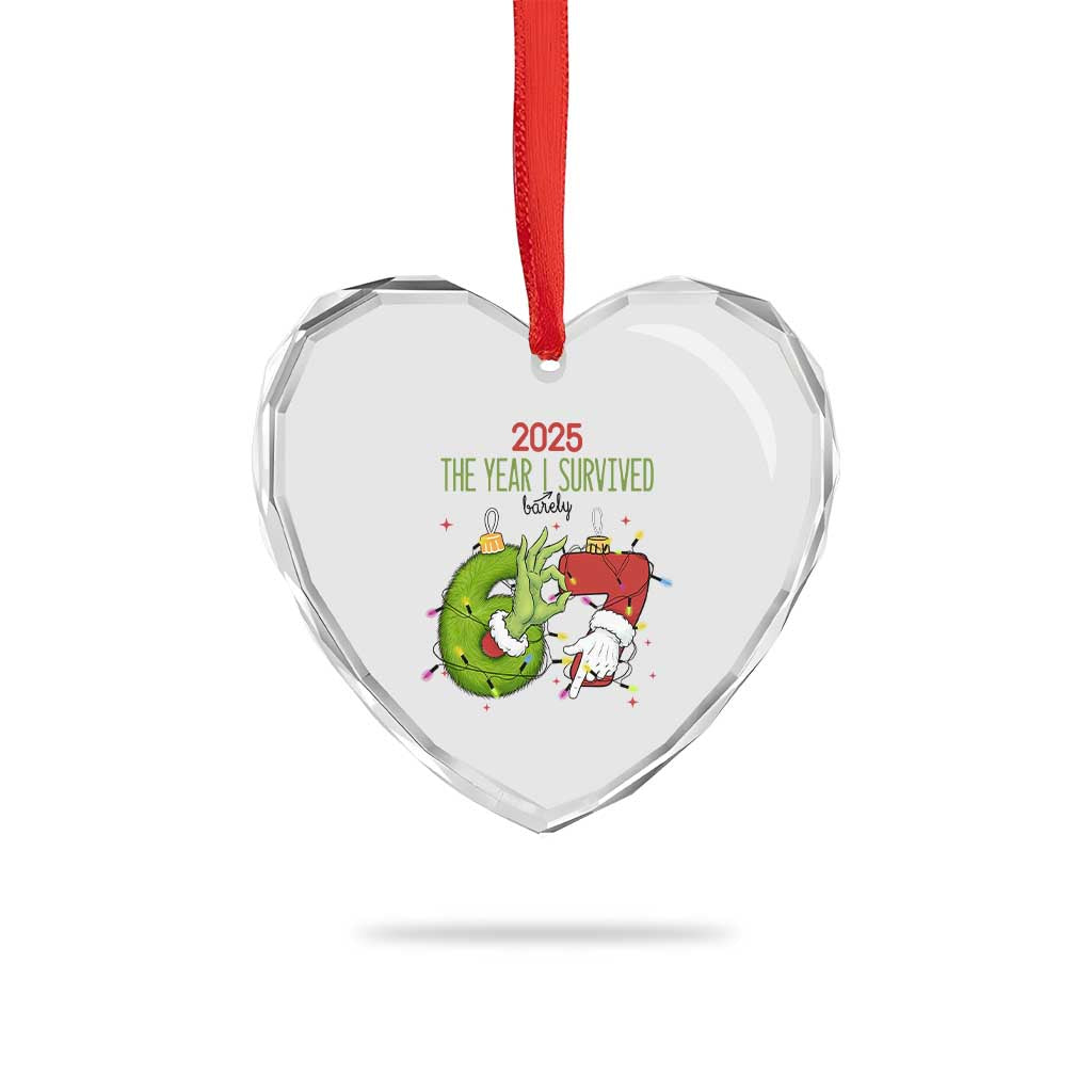 The Year I Survived 67 Six Seven Christmas Meme Heart Crystal Glass Ornament - Wonder Print Shop