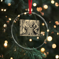 Theodore Roosevelt and Bigfoot Arm Wrestling Retro Crystal Glass Ornament