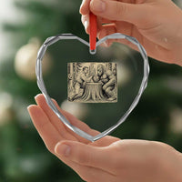 Theodore Roosevelt and Bigfoot Arm Wrestling Retro Heart Crystal Glass Ornament