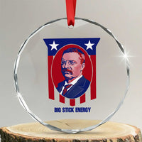 Theodore Roosevelt Patriotic American Flag Crystal Glass Ornament Big Stick Energy President