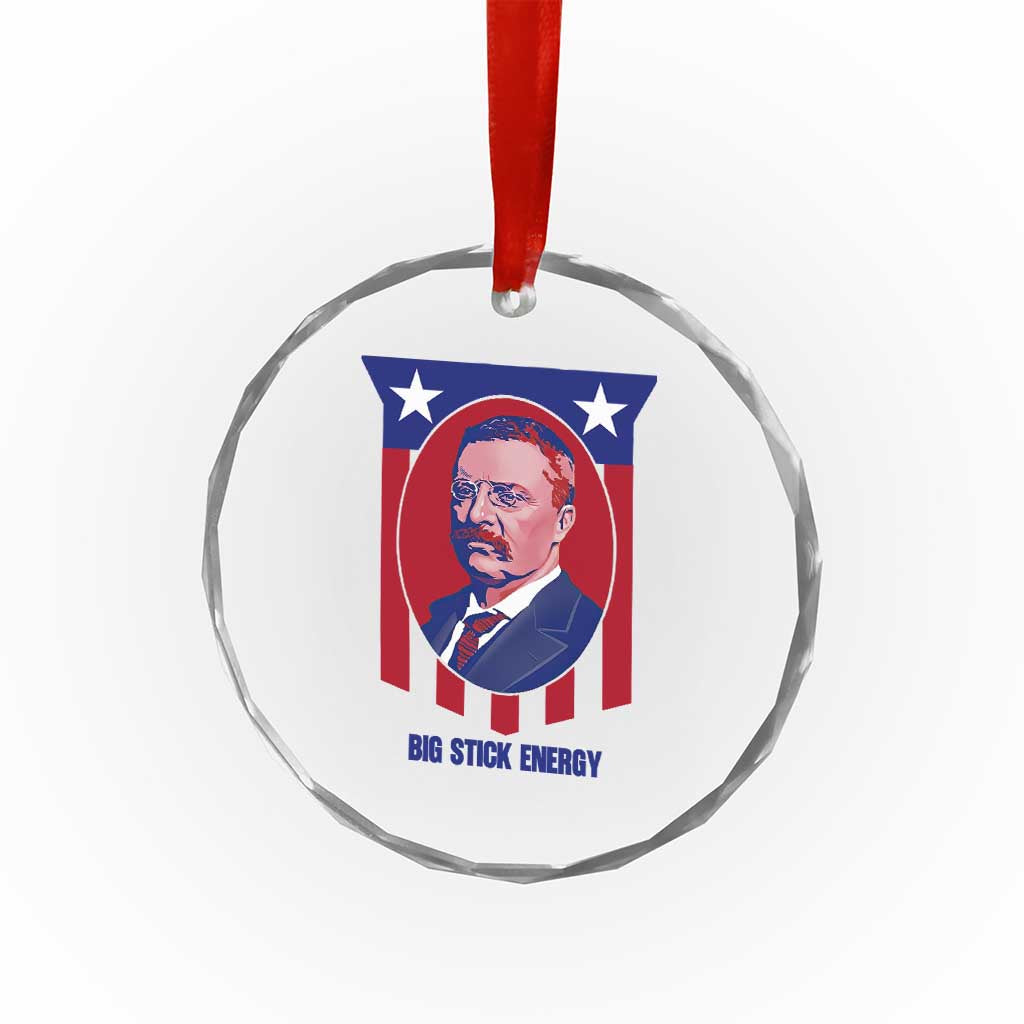 Theodore Roosevelt Patriotic American Flag Crystal Glass Ornament Big Stick Energy President