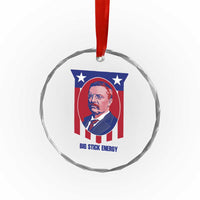 Theodore Roosevelt Patriotic American Flag Crystal Glass Ornament Big Stick Energy President