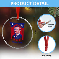 Theodore Roosevelt Patriotic American Flag Crystal Glass Ornament Big Stick Energy President