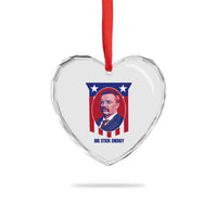 Theodore Roosevelt Patriotic American Flag Heart Crystal Glass Ornament Big Stick Energy President