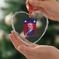 Theodore Roosevelt Patriotic American Flag Heart Crystal Glass Ornament Big Stick Energy President