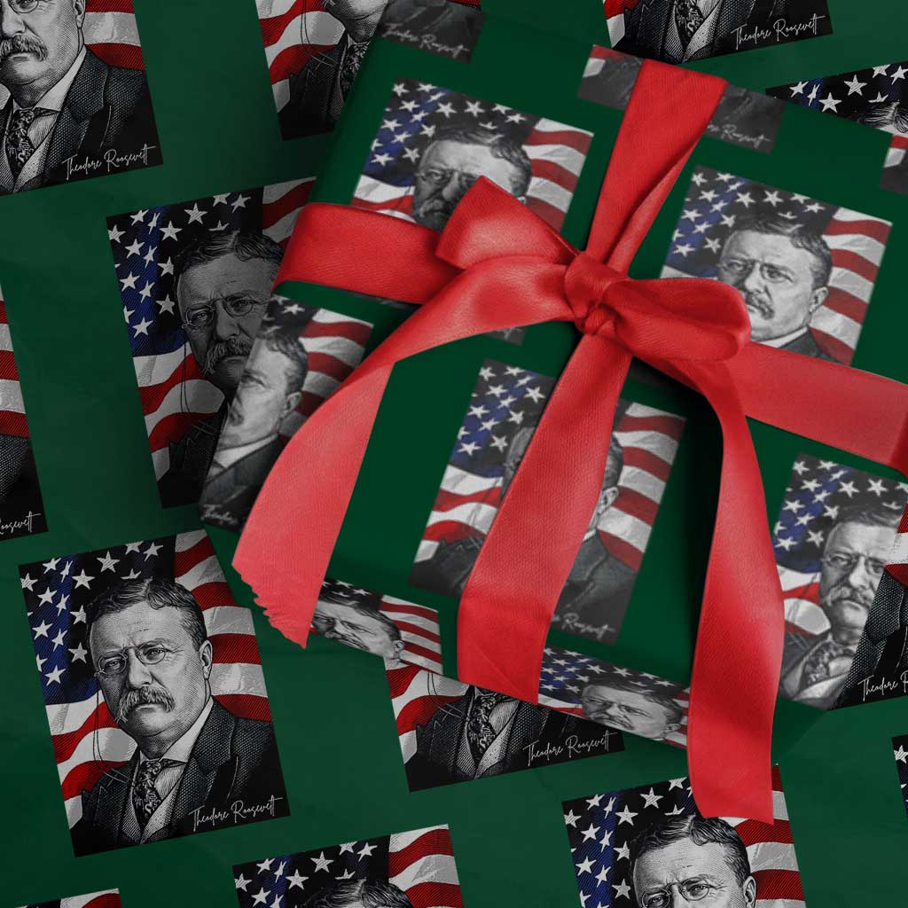 Theodore Roosevelt Patriotic American Flag President Wrapping Paper Roll