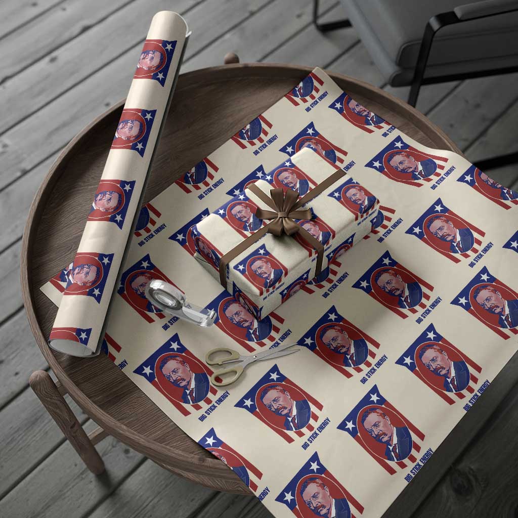 Theodore Roosevelt Patriotic American Flag Wrapping Paper Roll Big Stick Energy President