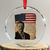 Theodore Roosevelt Quote Crystal Glass Ornament American President History