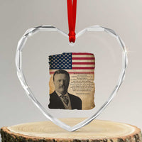 Theodore Roosevelt Quote Heart Crystal Glass Ornament American President History