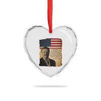 Theodore Roosevelt Quote Heart Crystal Glass Ornament American President History