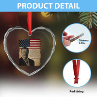 Theodore Roosevelt Quote Heart Crystal Glass Ornament American President History