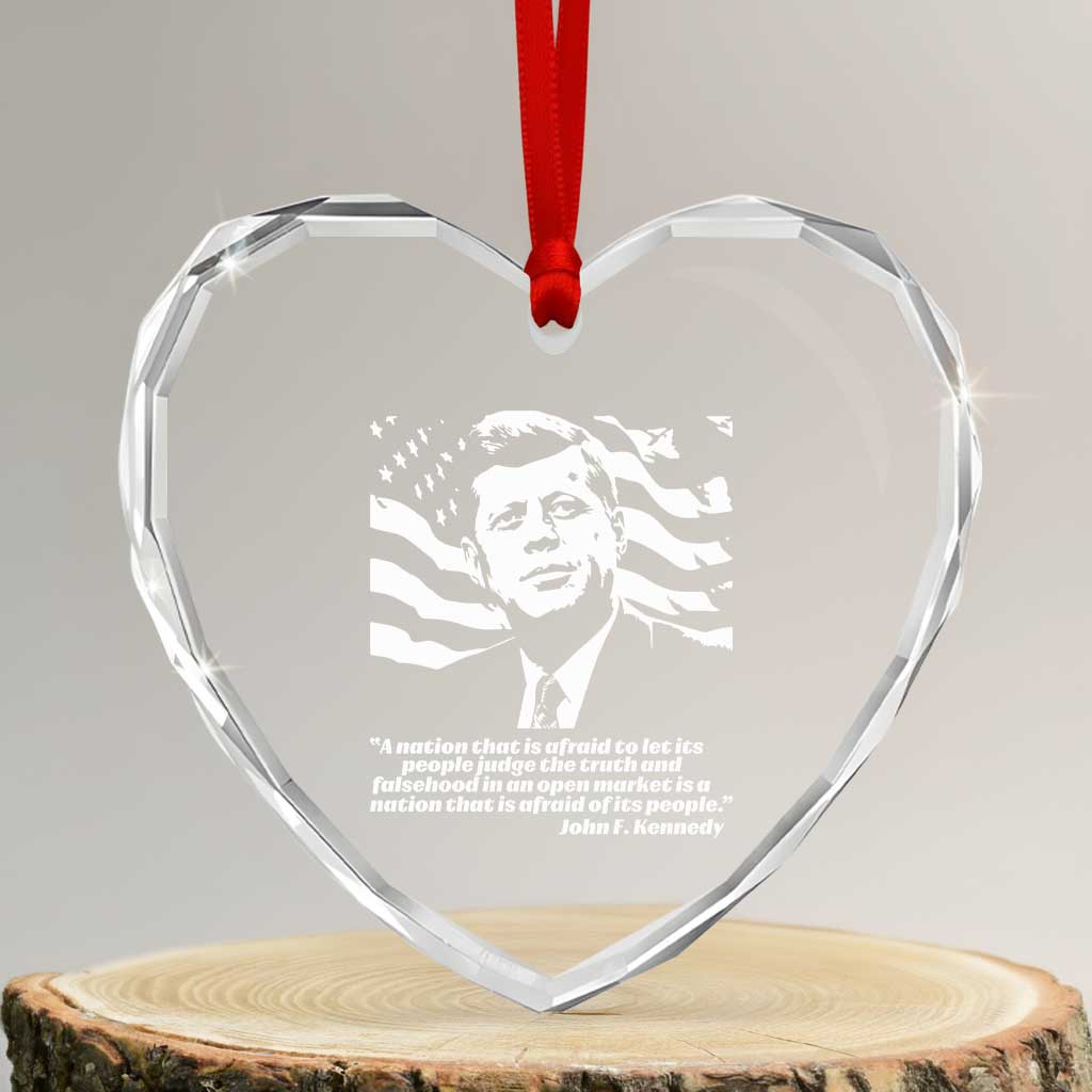 Theodore Roosevelt Quote Heart Crystal Glass Ornament Patriotic American Flag Presidents Day
