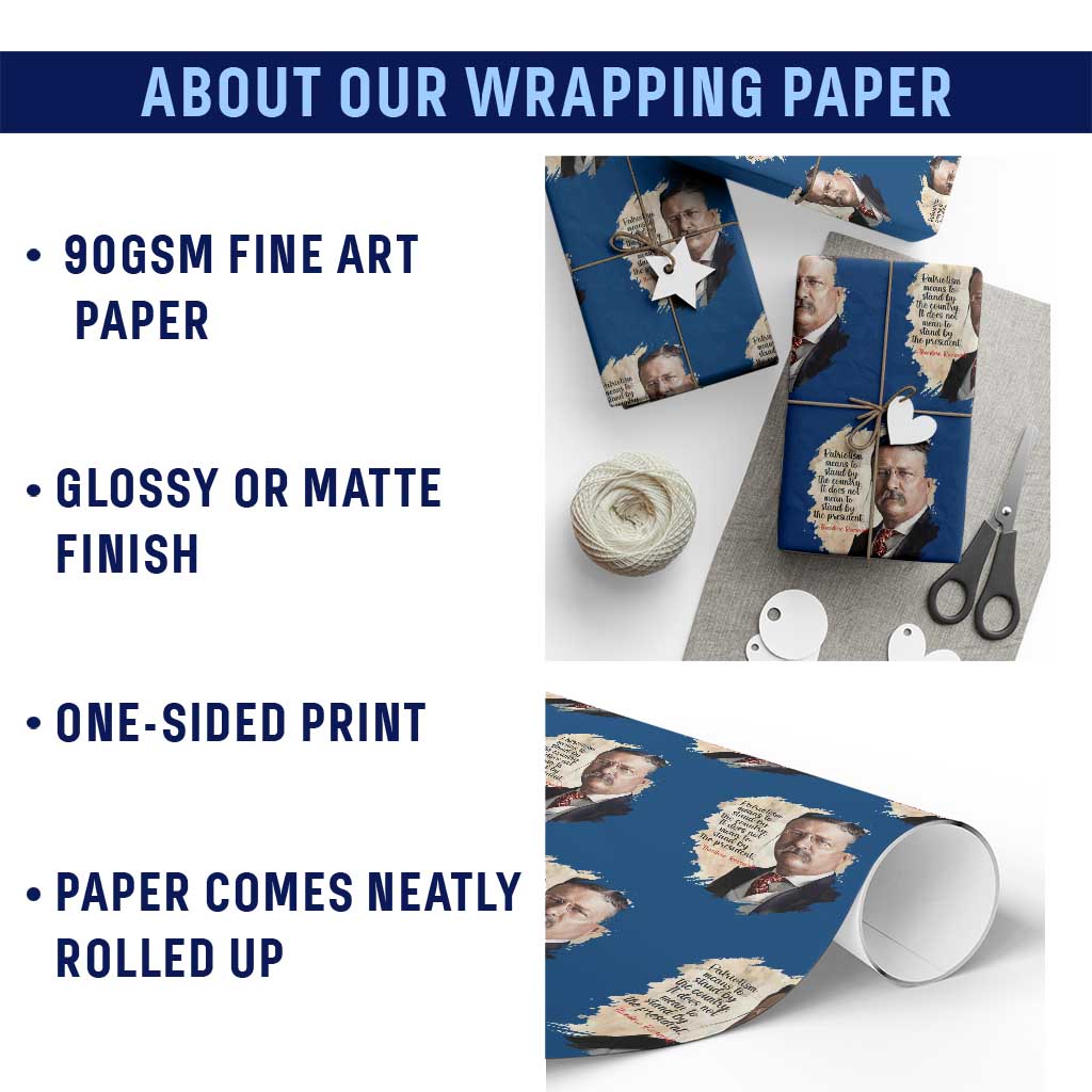 Theodore Roosevelt Quote Wrapping Paper Roll American History Presidents Day