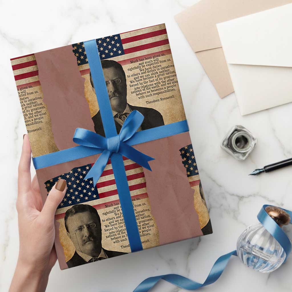 Theodore Roosevelt Quote Wrapping Paper Roll American President History