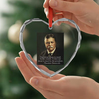 Theodore Teddy Roosevelt Patriotic Heart Crystal Glass Ornament Patriotism Means To Stand By The Country - Wonder Print Shop