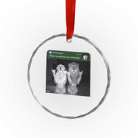 There is Motion at Your Front Door Crystal Glass Ornament Funny Golden Retriever Dog And Lion Motion Meme - Wonder Print Shop