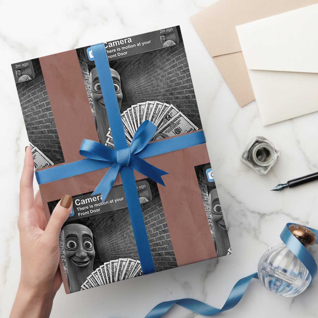 There is Motion at Your Front Door Wrapping Paper Roll Tung Tung Tung Sahur Italian Brainrot Meme