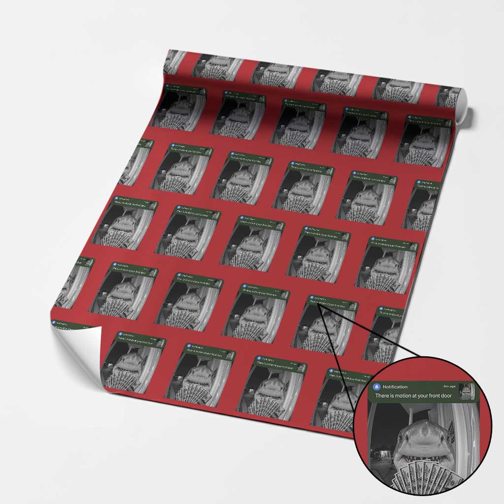 There is Motion at Your Front Door Funny Shark Motion Meme Wrapping Paper Roll